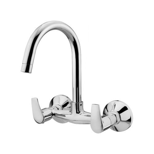 Sink Mixer Wall Mounted  with Long Swinging Spout Chrome