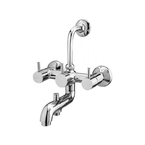 Wall Mixer Three-In-One with L-Bend Pipe for Overhead Shower Chrome