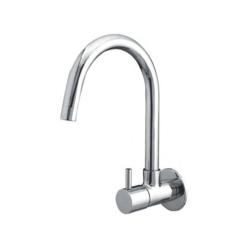 Sink Cock with Swinging Spout and Wall Flange Chrome