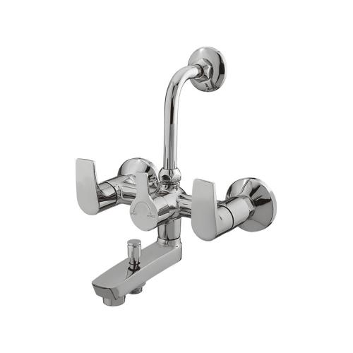 Wall Mixer Three In One With L-Bend For Overhead Shower Chrome