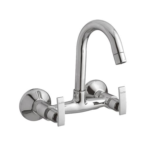 Sink Mixer Wall Mounted With Swinging Spout Chrome