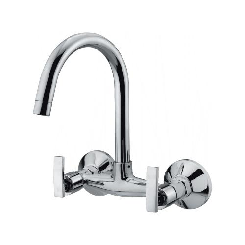 Sink Mixer Wall Mounted with Long Swinging Spout Chrome