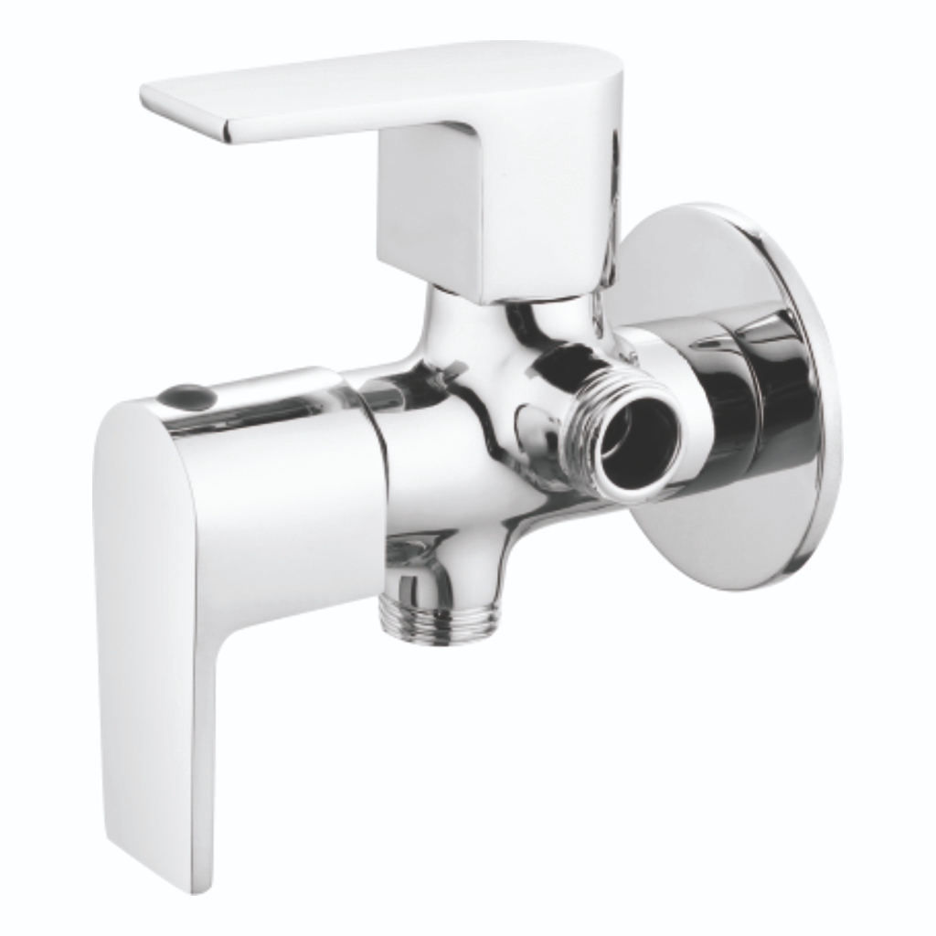 Ariq Two Way Angle Cock – durable chrome finish angle valve with dual outlet control, premium bathroom fitting.