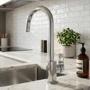 Swan Neck Pillar Cock with Swinging Spout