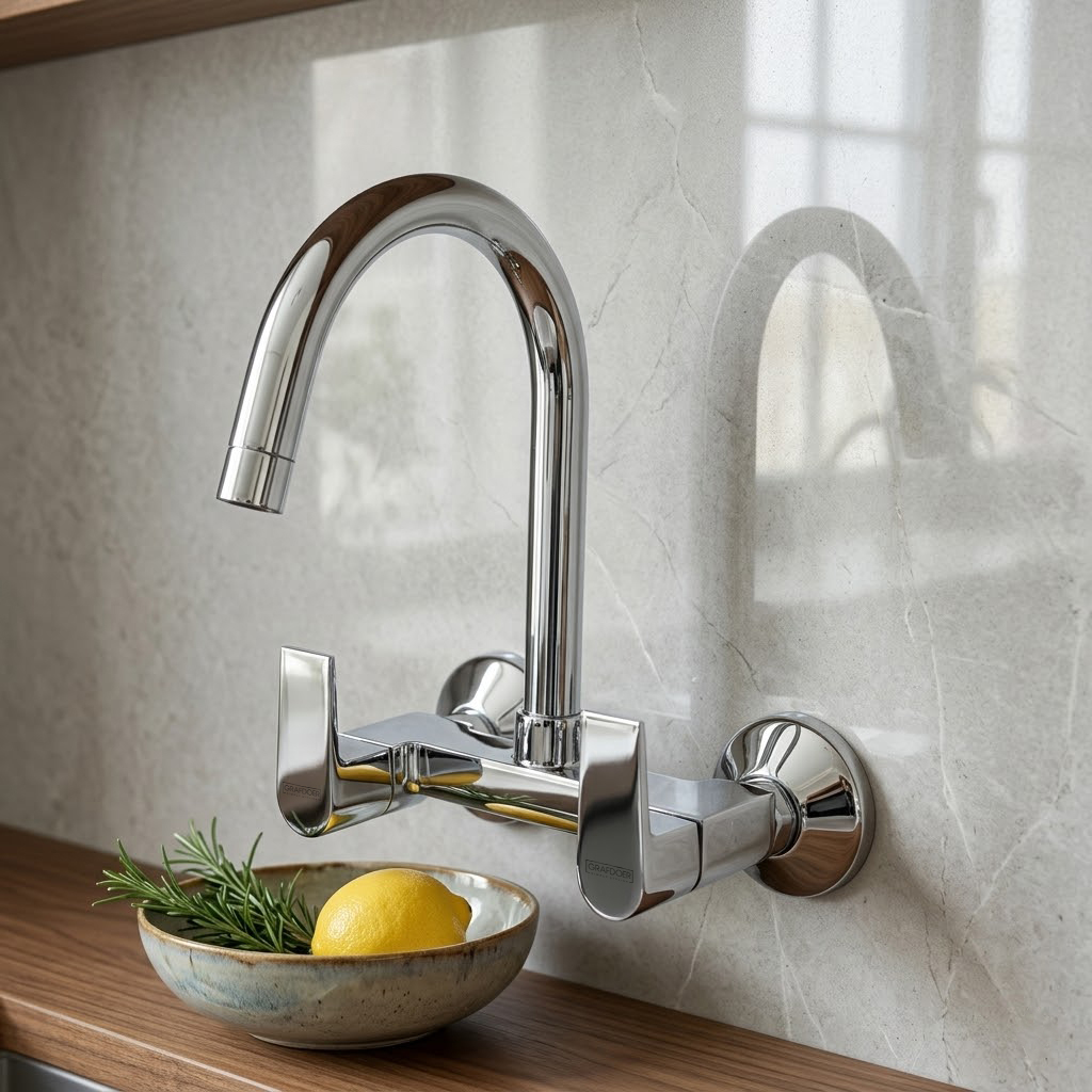 Sink Mixer Wall Mounted with Swinging Spout