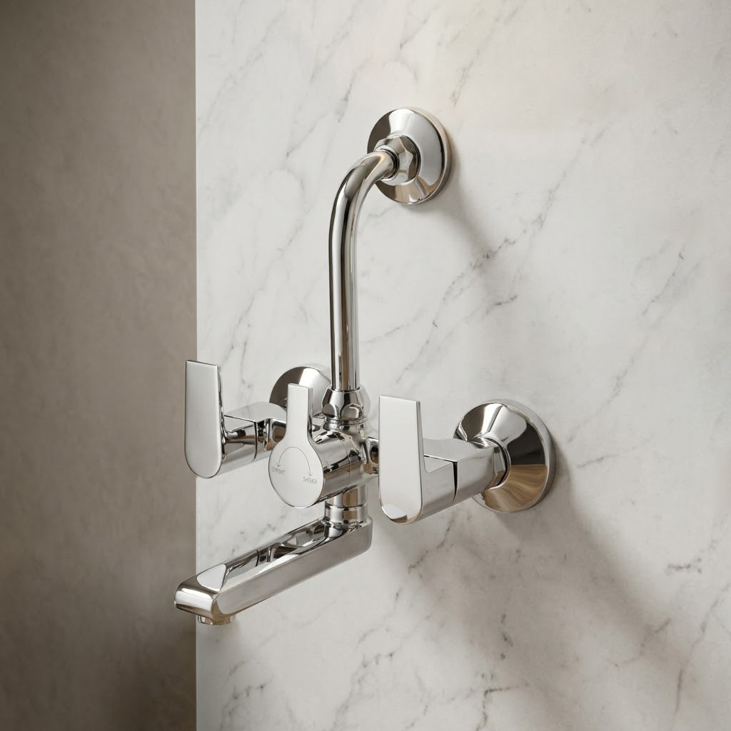 Wall Mixer with Provision for Overhead Shower