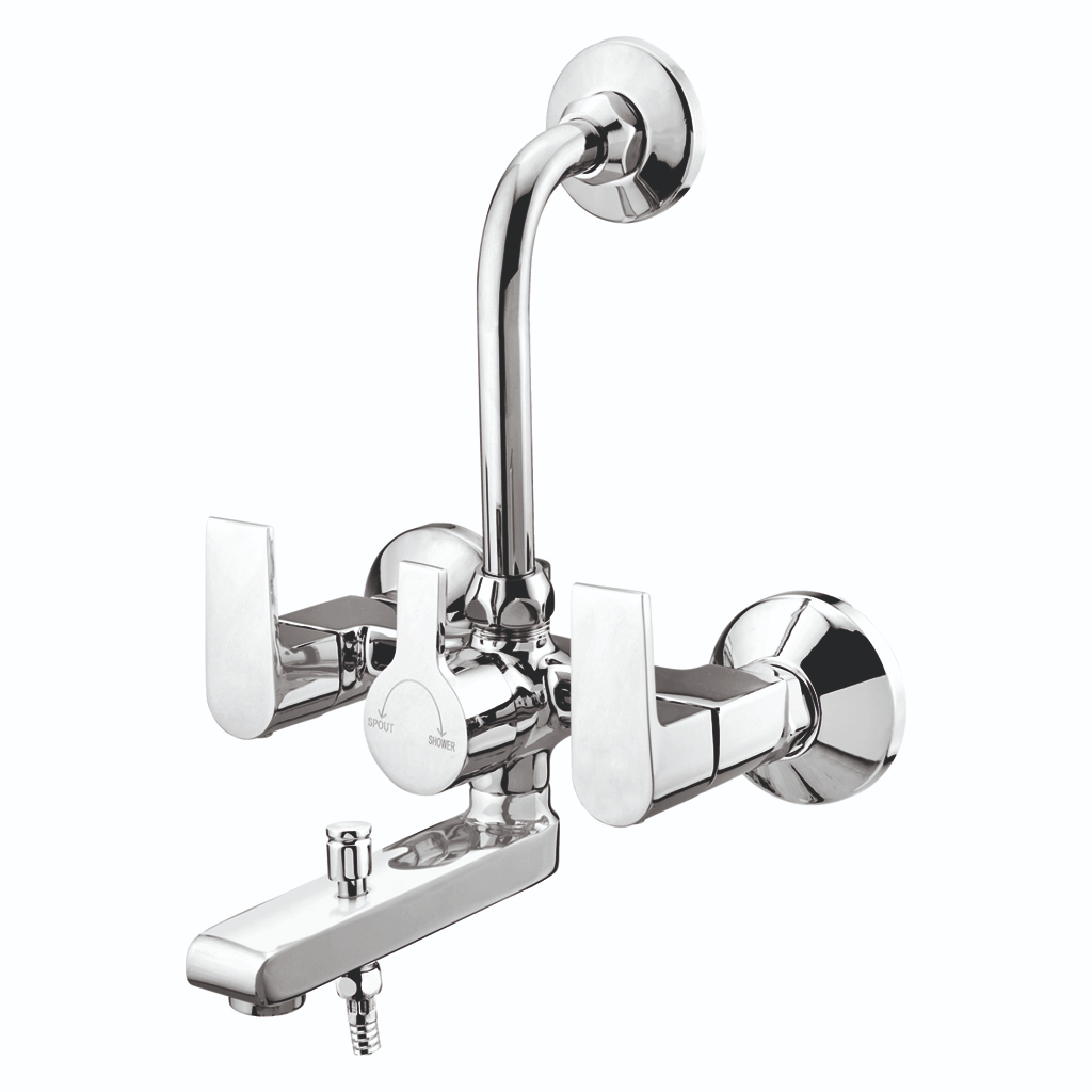 Ariq Wall Mixer Three-in-One with L-Bend – sleek chrome bathroom fitting
