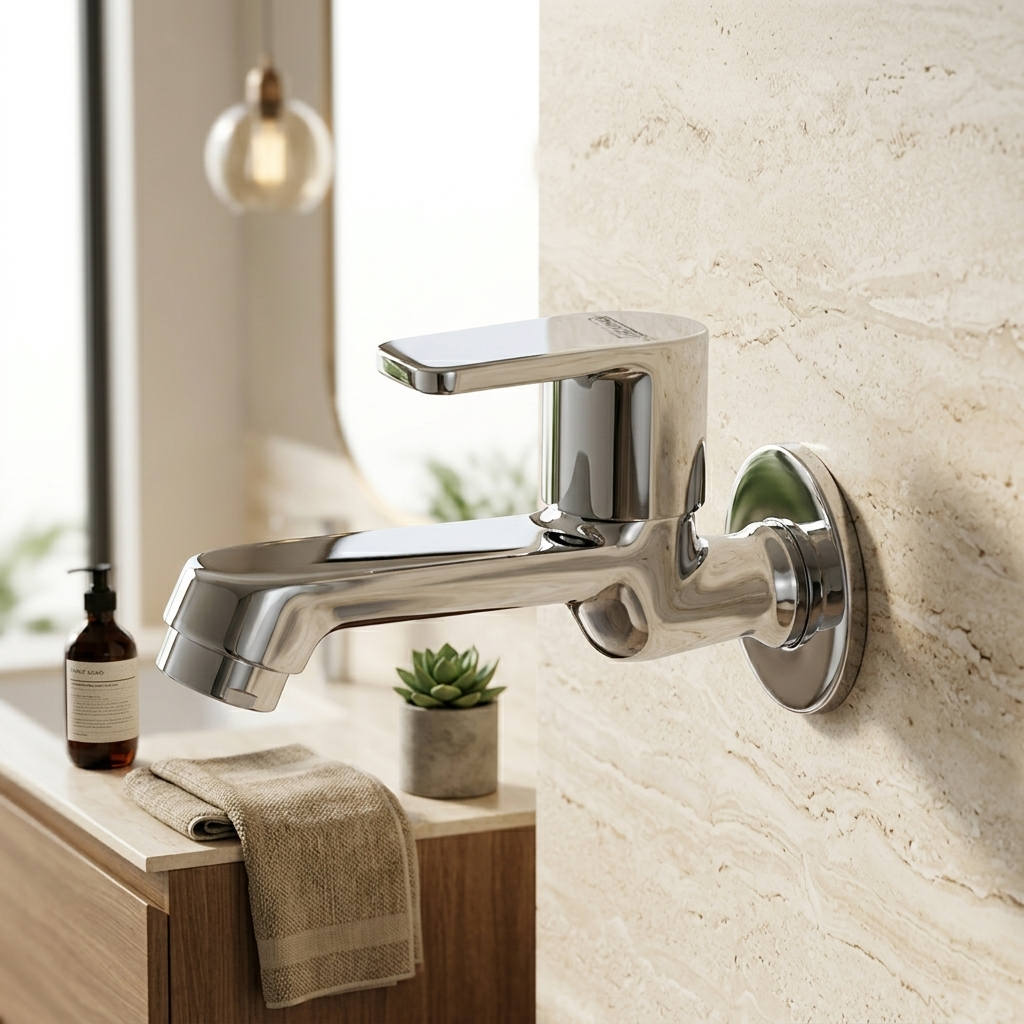 Bib Cock Long Body With Wall Flange