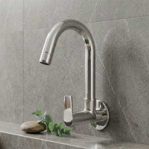 Sink Cock with Swinging Spout With Wall Flange