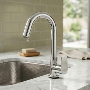 Swan Neck Pillar Cock with Swinging Spout