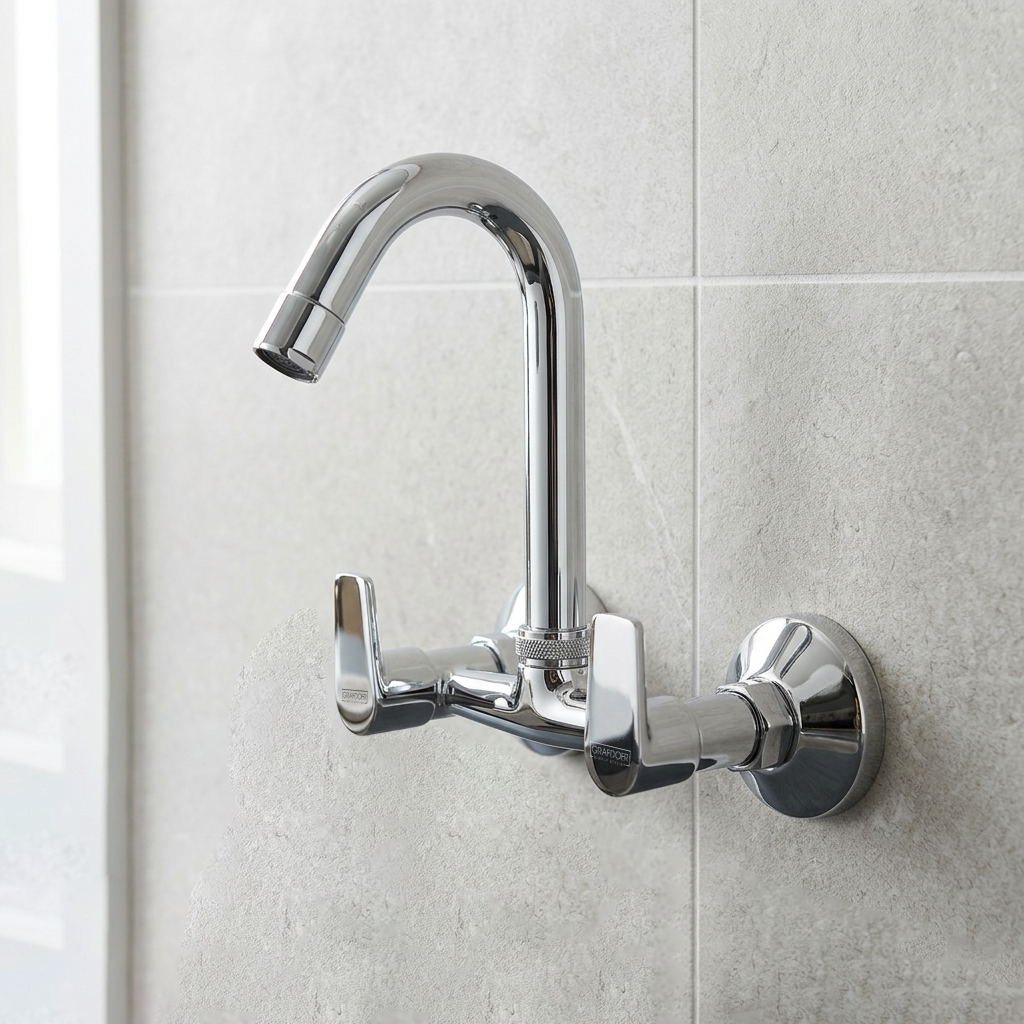 Sink Mixer Wall Mounted with Swinging Spout