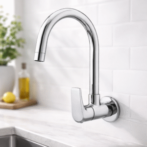 Sink Cock with Swinging Spout with wall Flange
