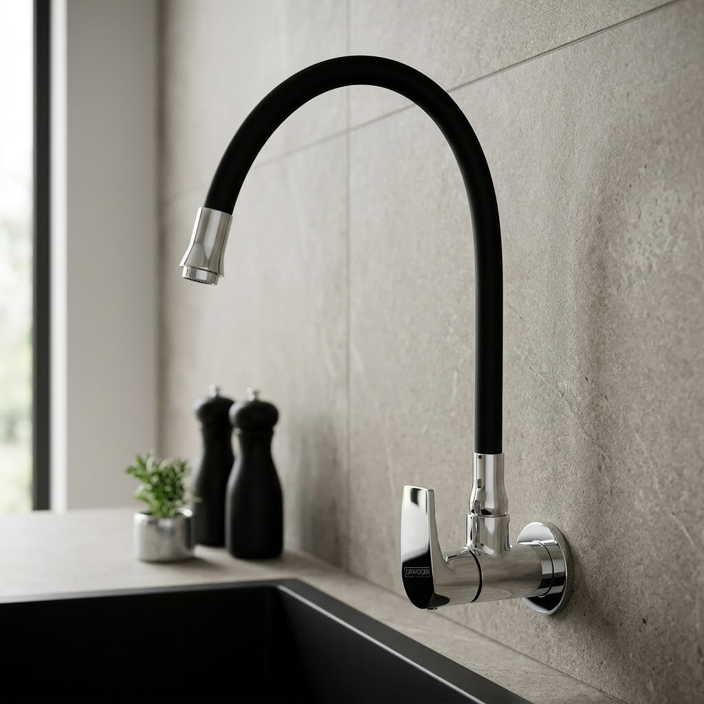 Flexi Sink Cock with Swinging Spout and Wall Flange