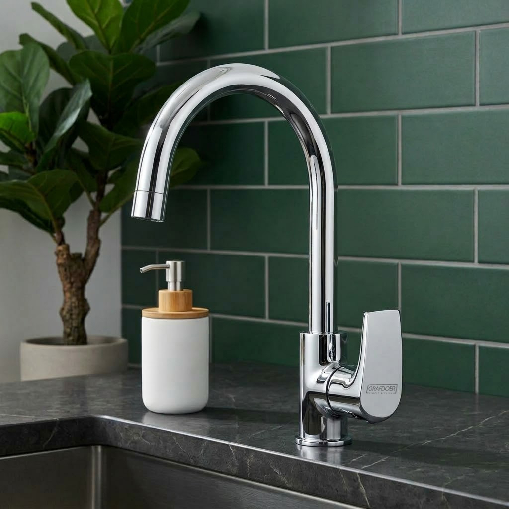 Swan Neck Pillar Cock with Swinging Spout