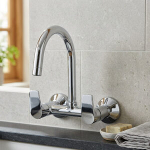 Sink Mixer Wall Mounted with Long Swinging Spout