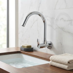 Sink Cock Swinging Spout with Wall Flange