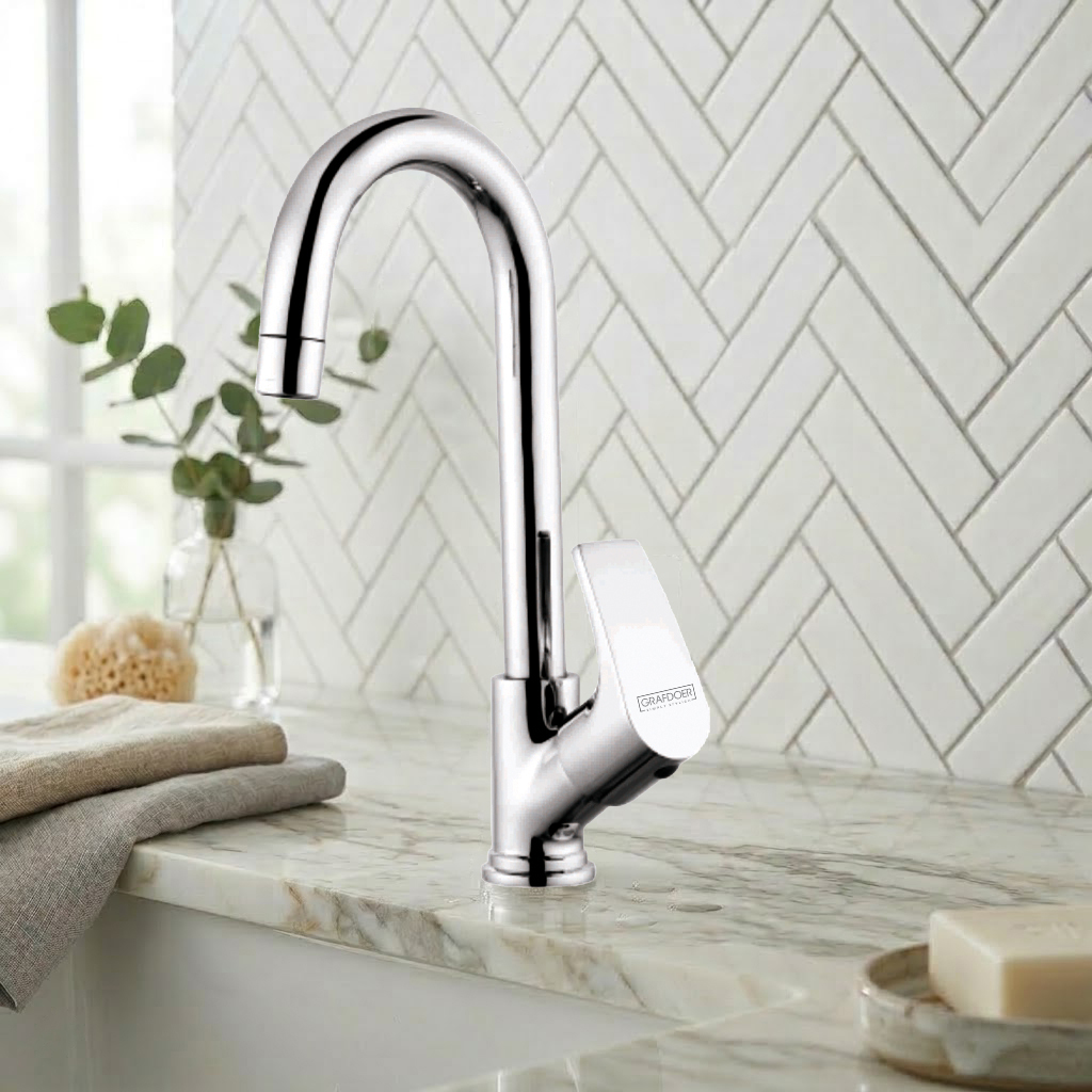 Swan Neck Pillar Cock with Swinging Spout