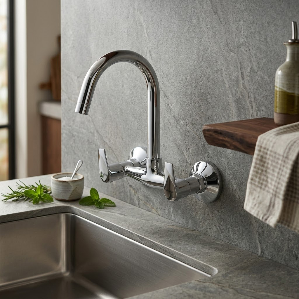 Sink Mixer Wall Mounted with Long Swinging