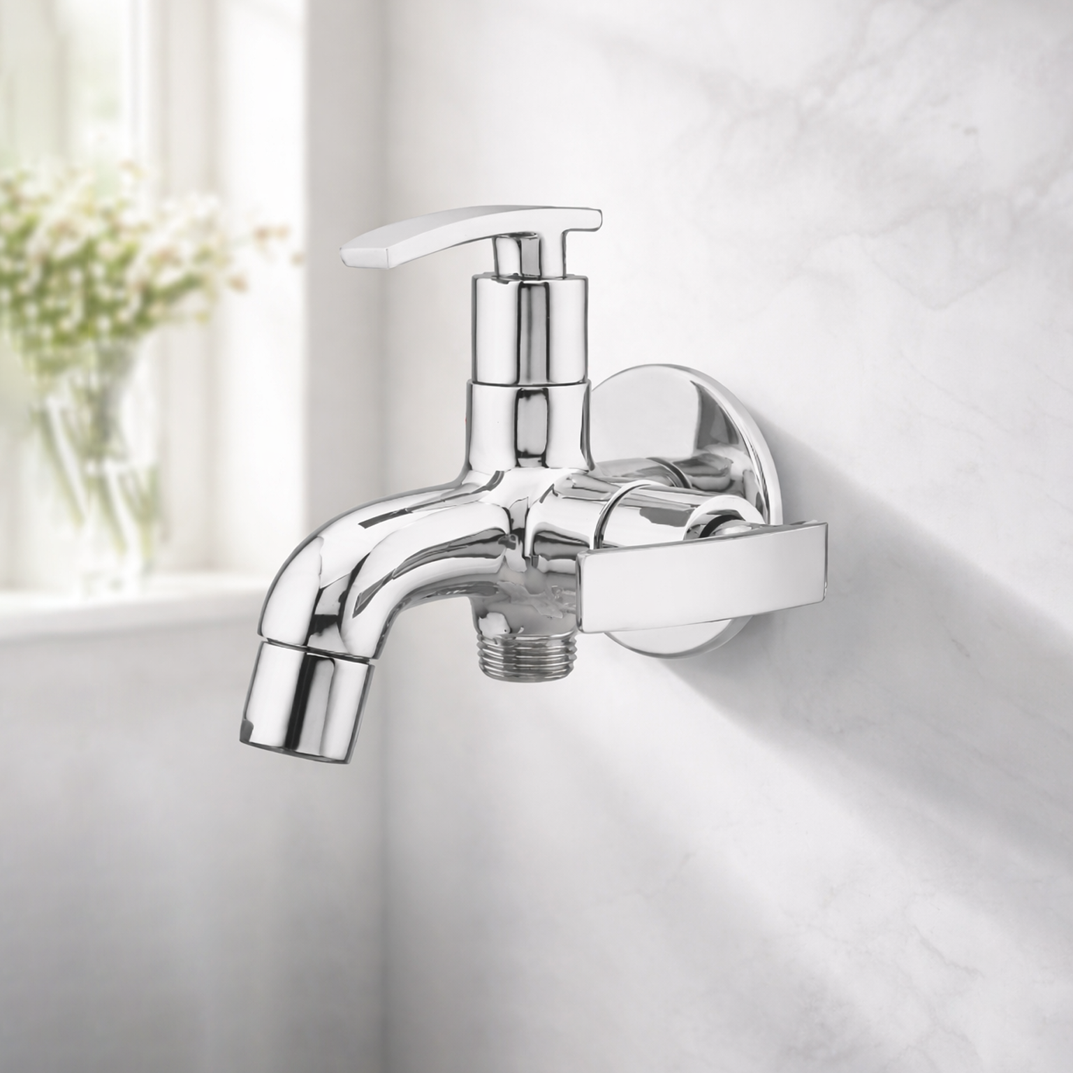 Two Way Bib Cock With Wall Flange