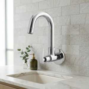 Sink Cock with Swinging Spout With Wall Flange