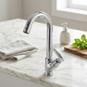 Swan Neck Pillar Cock with Swinging Spout