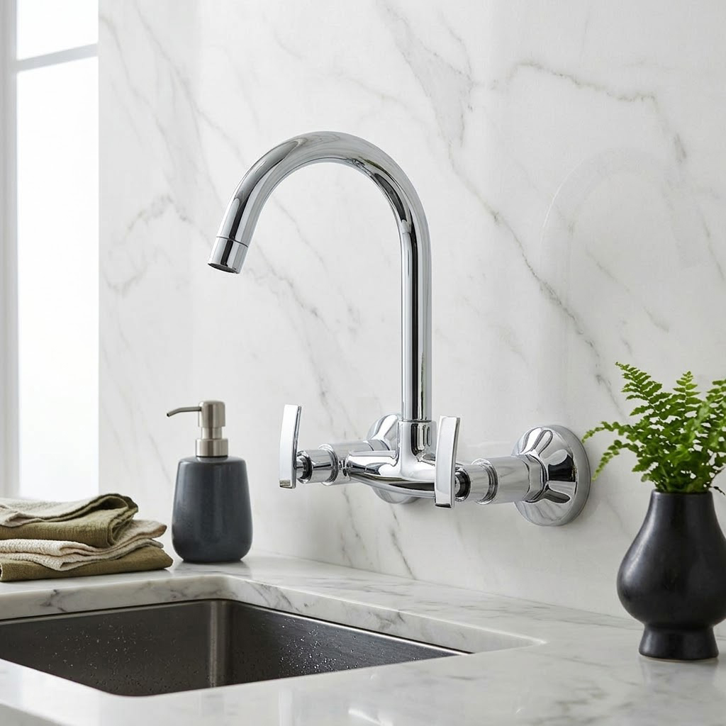 Sink Mixer Wall Mounted with Swinging Spout