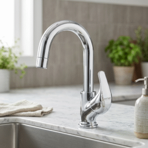 Swan Neck Pillar Cock with Swinging Spout