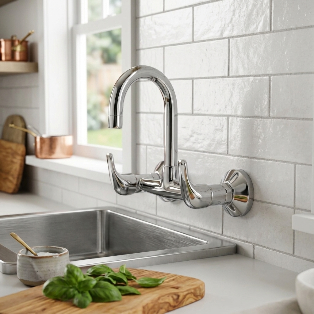 Sink Mixer Wall Mounted with Swinging Spout