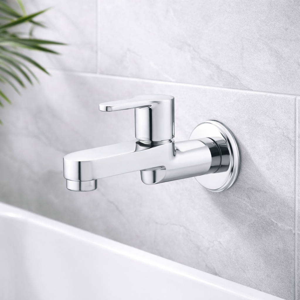 Bib Cock Long Body with Wall Flange