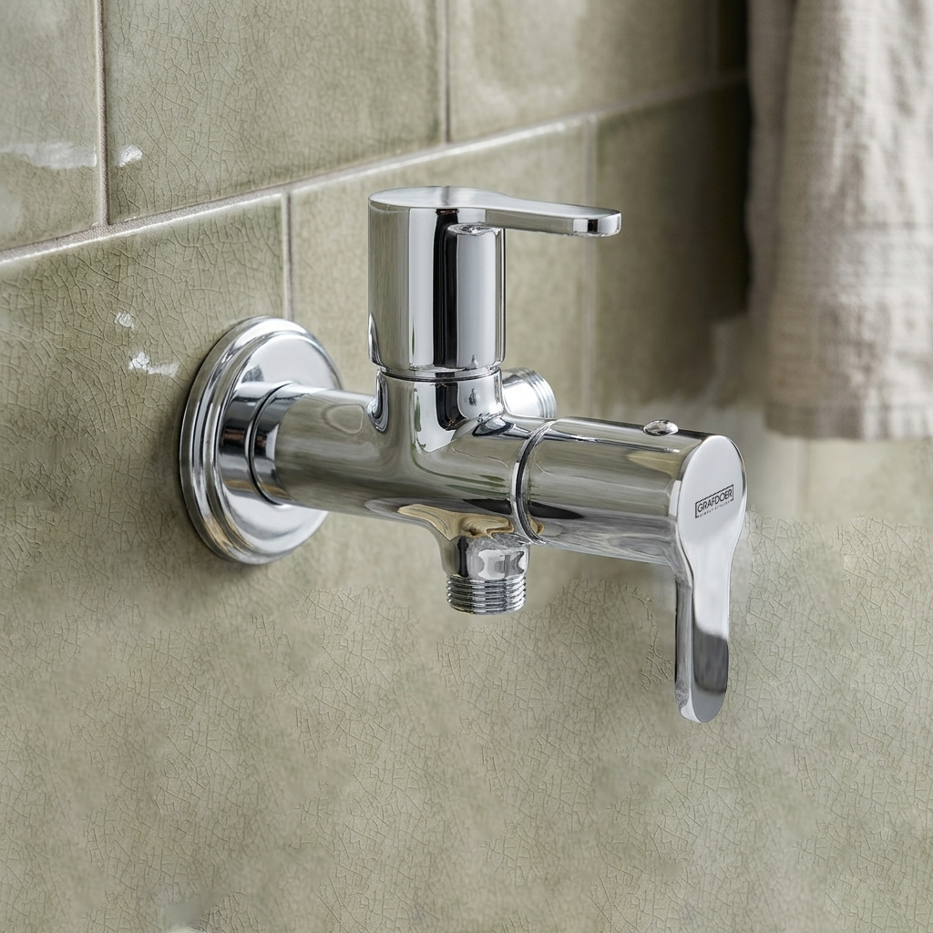 Two Way Angle Cock with Wall Flange