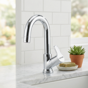 Swan Neck Pillar Cock with Swinging Spout