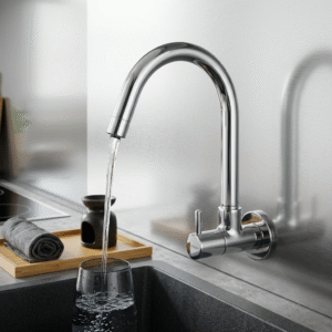 Sink Cock with Long Swinging Spout