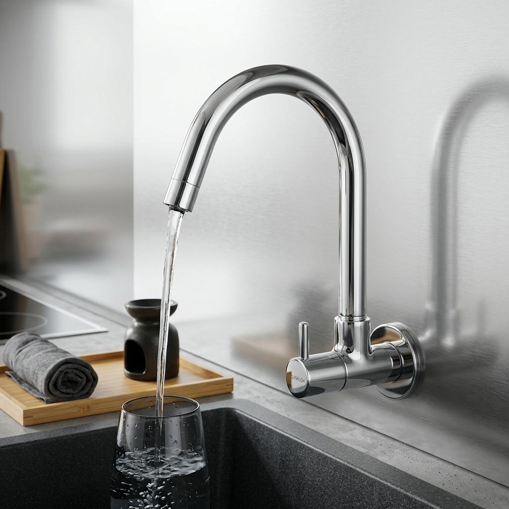 Sink Cock with Long Swinging Spout