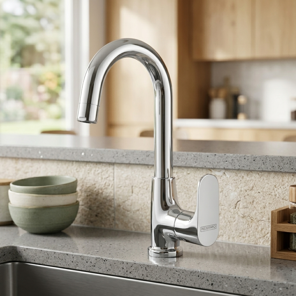 Swan Neck Pillar Cock with Swinging Spout