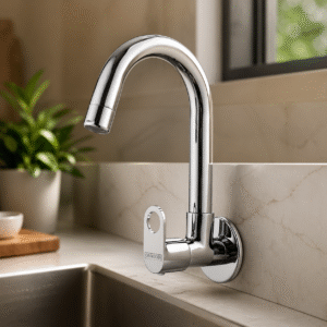 Sink Cock with Swinging Spout With Wall Flange