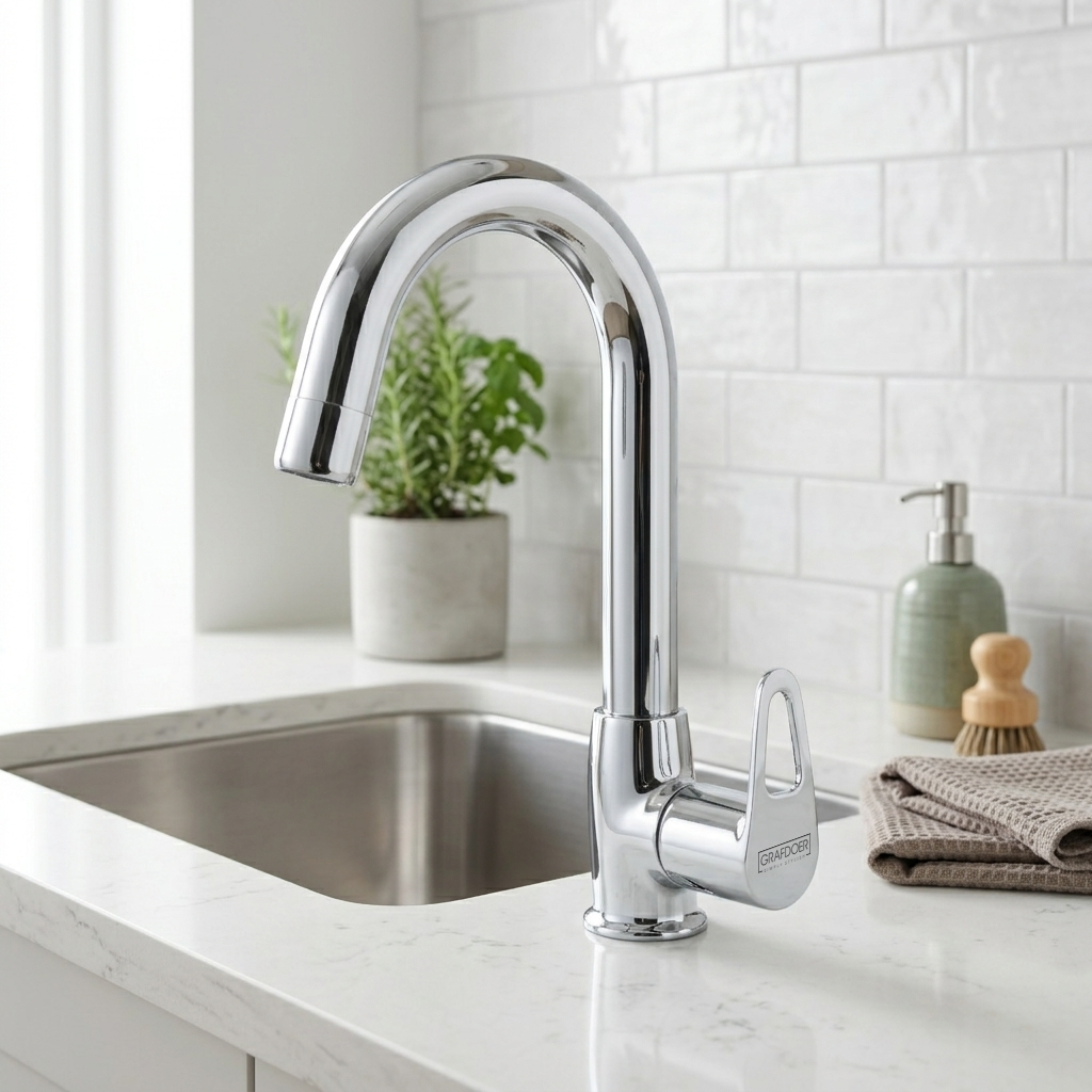 Swan Neck Pillar Cock with Swinging Flat Spout