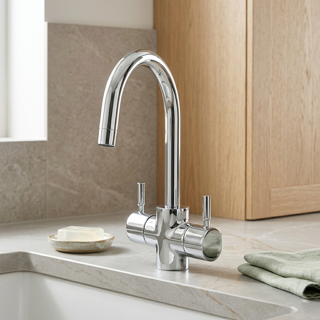 Centre Hole Basin Mixer Long Swinging Spout