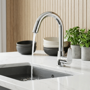 Swan Neck Pillar Cock with Swinging Flat Spout