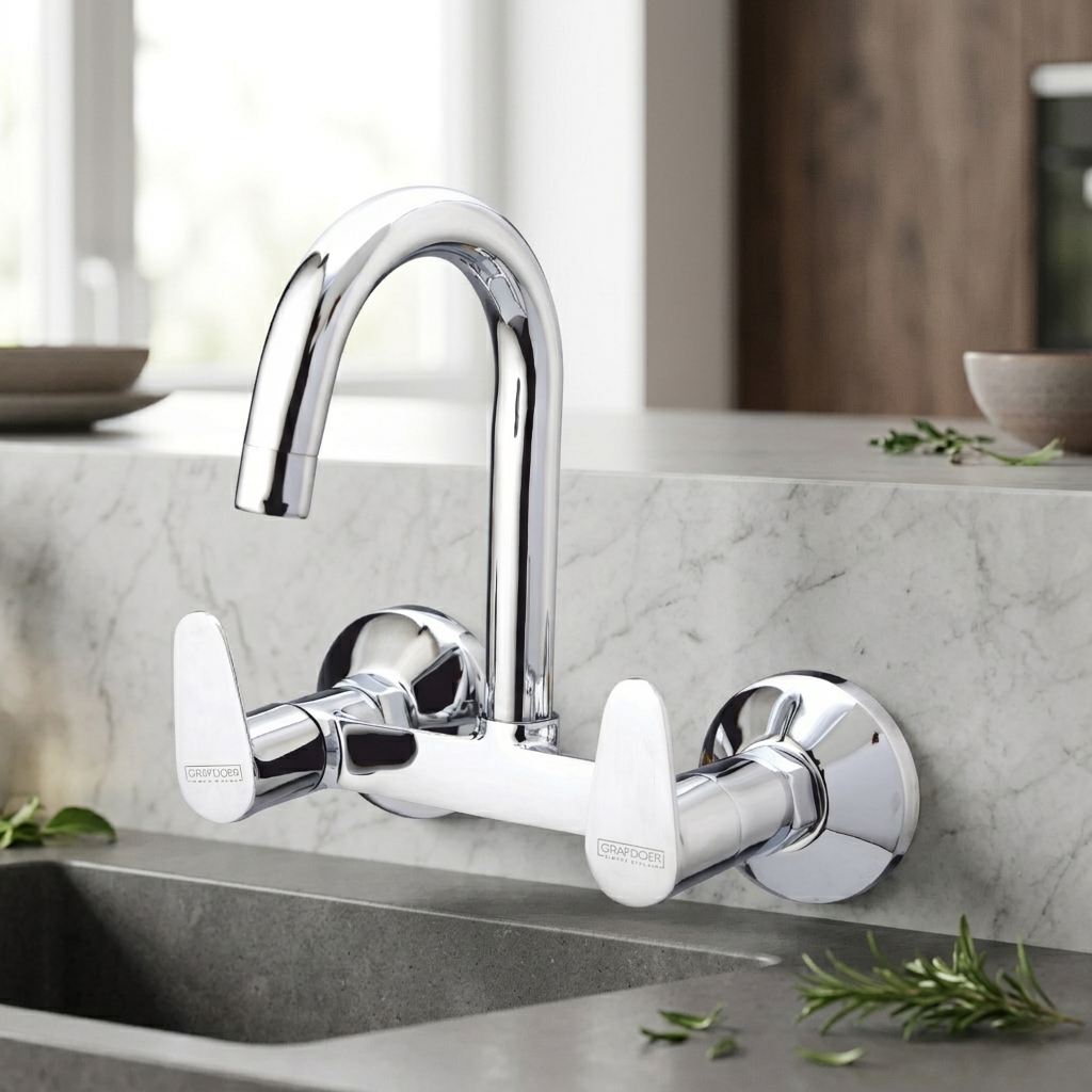 Sink Mixer Wall Mounted with Swinging Spout