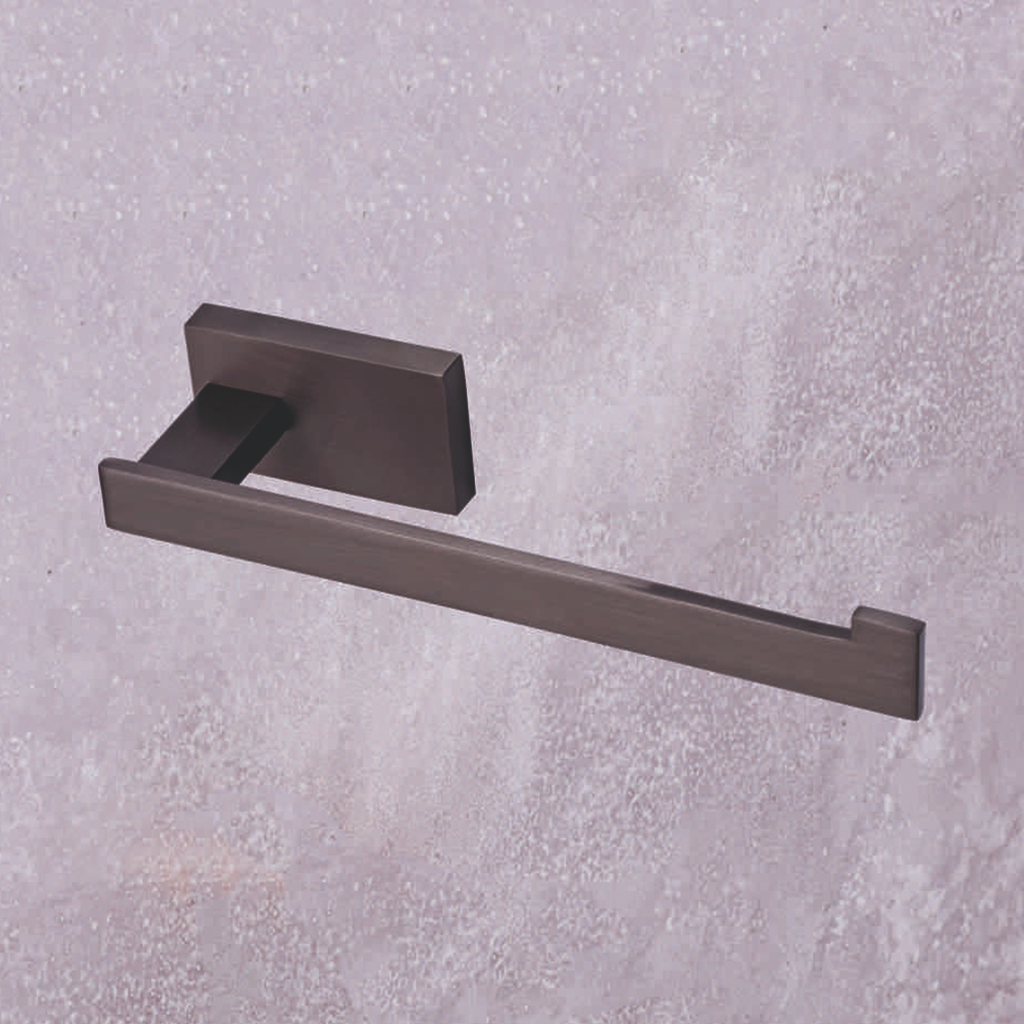 Quadra Black Towel Ring – sleek modern bathroom accessory with durable black finish by Grafdoer