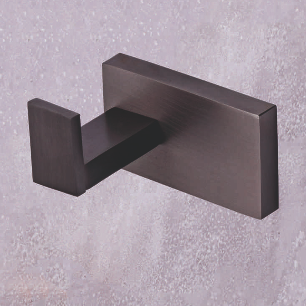 Quadra Black Robe Hook – modern matte black bathroom hook by Grafdoer