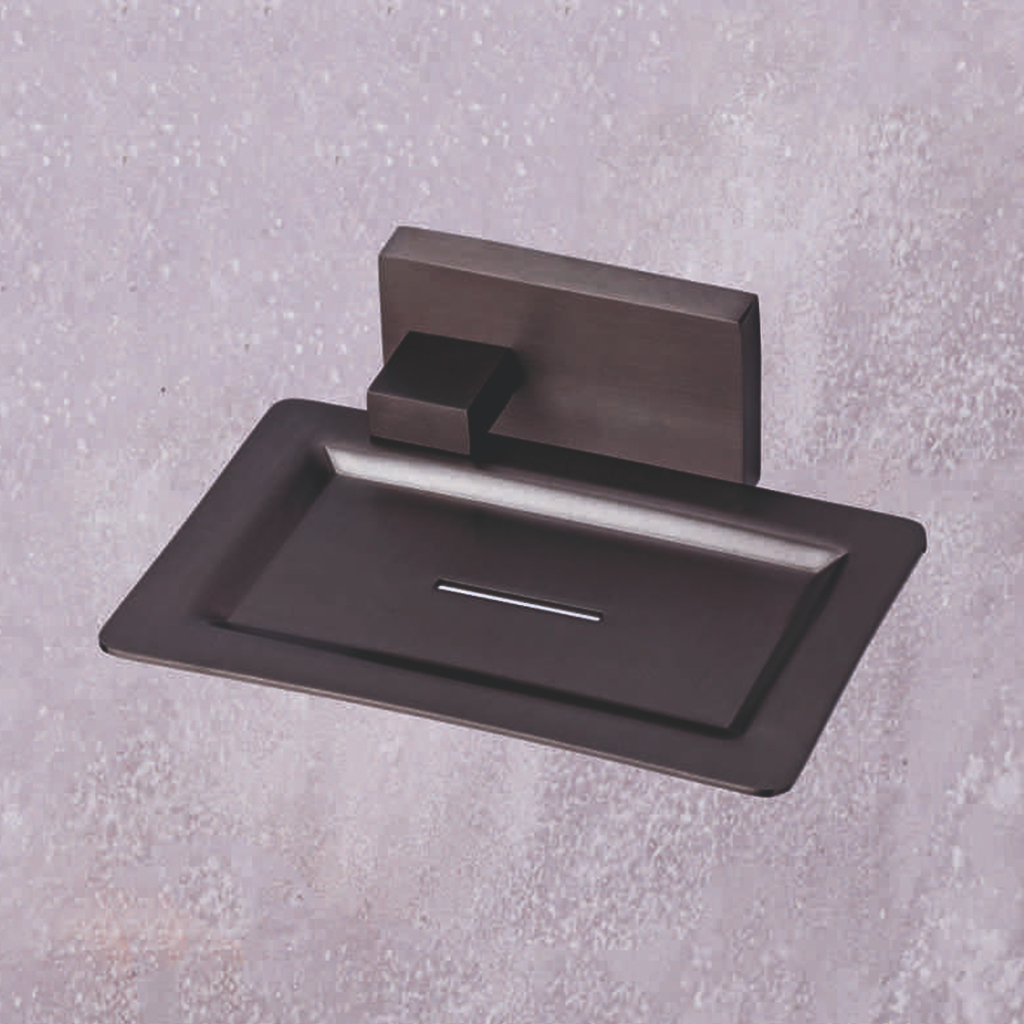 Quadra Black Soap Dish – sleek modern bathroom accessory by Grafdoer, rust-proof and elegant design