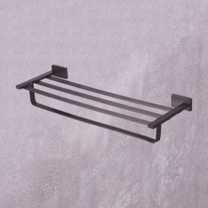 Quadra Black Towel Rack – sleek, modern bathroom accessory with durable finish