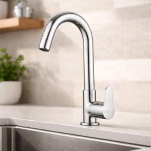 Swan Neck Pillar Cock with Casted Swinging Spout