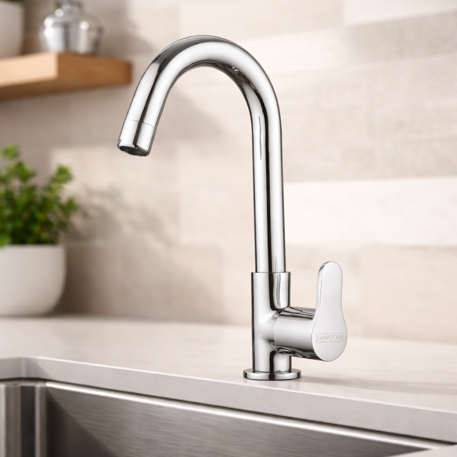 Swan Neck Pillar Cock with Casted Swinging Spout